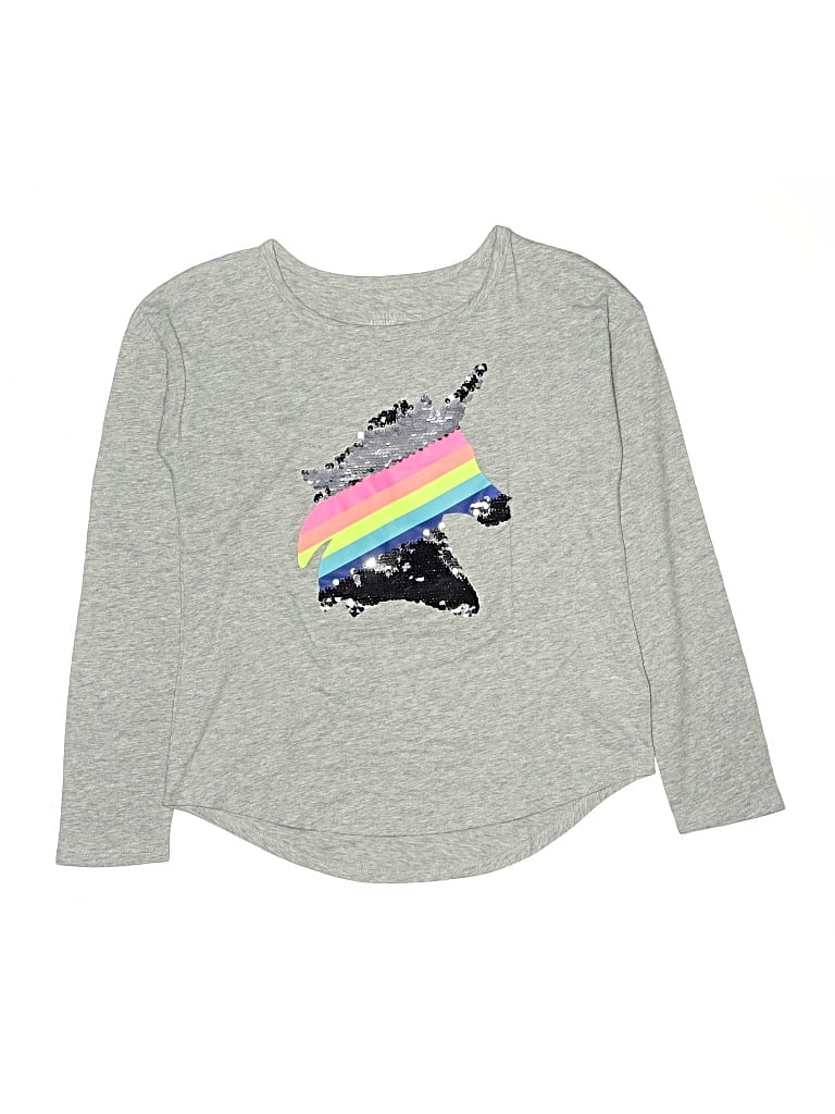 Pre-owned Justice Active Kids' Long Sleeve T-shirt In Gray