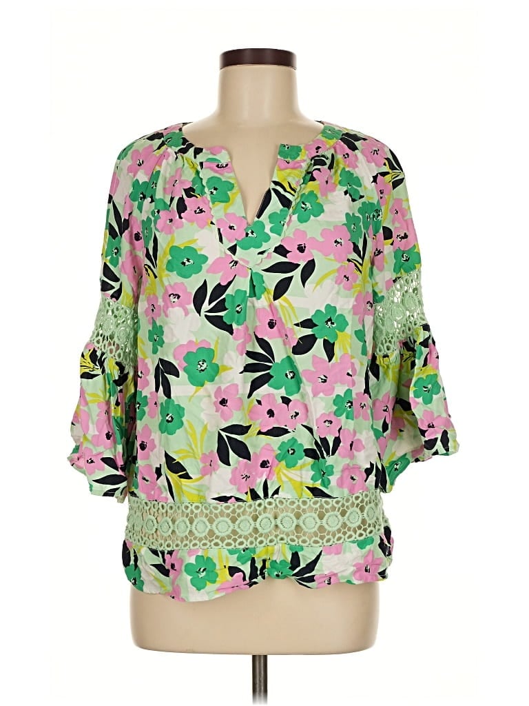 Pre-owned Crown & Ivy 3/4 Sleeve Blouse In Green