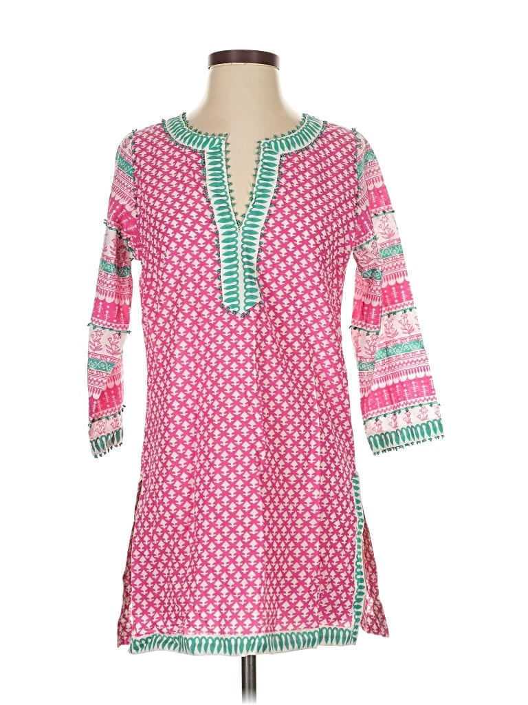 Pre-owned Gretchen Scott Designs 3/4 Sleeve Top Pink V Neck Tops