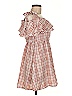 Lini Plaid Orange Pink Casual Dress Size M - photo 4