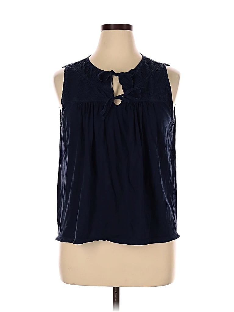 Pre-owned Ann Taylor Loft Sleeveless Blouse In Blue