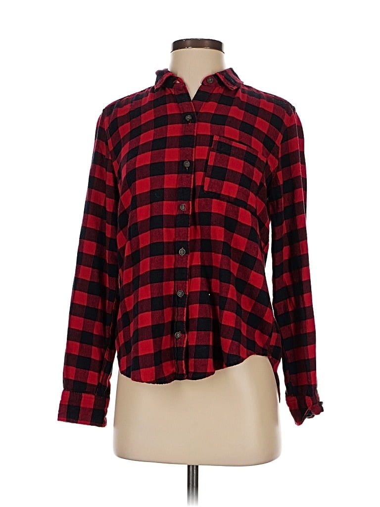 Pre-owned Abercrombie & Fitch Long Sleeve Button Down Shirt In Red