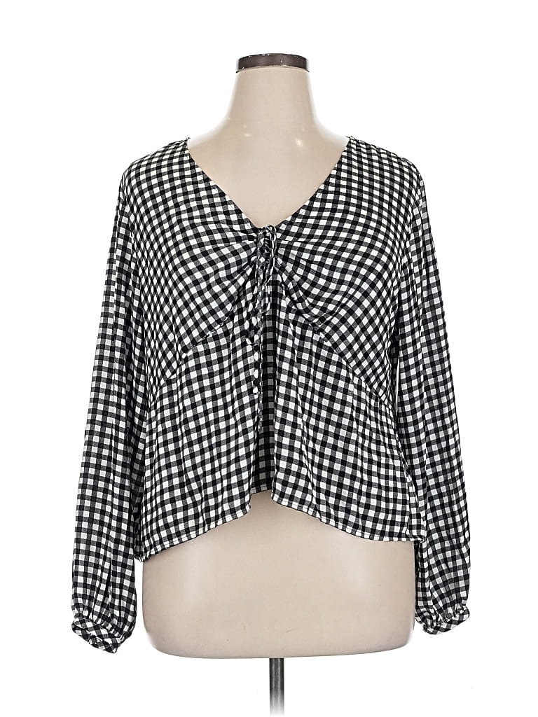 Pre-owned A.n.a. A New Approach Long Sleeve Blouse In Black