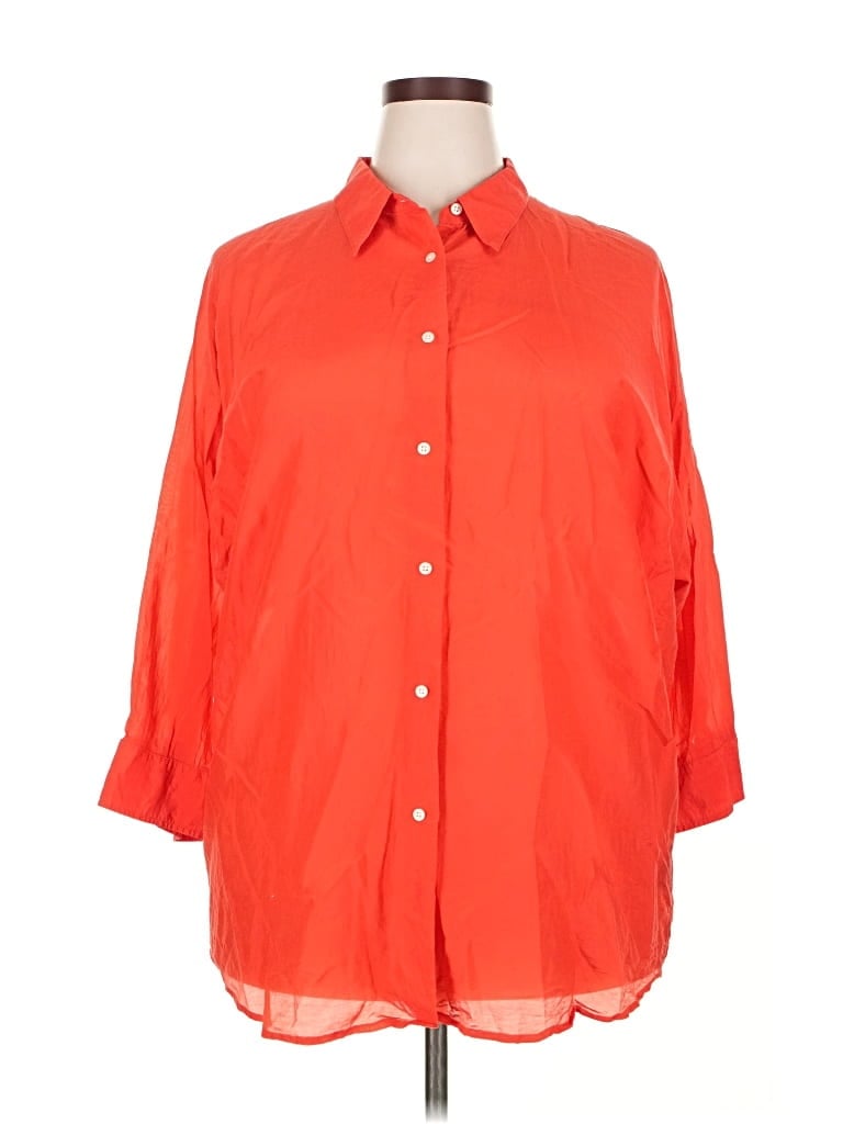 Pre-owned Polo Ralph Lauren 3/4 Sleeve Button Down Shirt In Orange