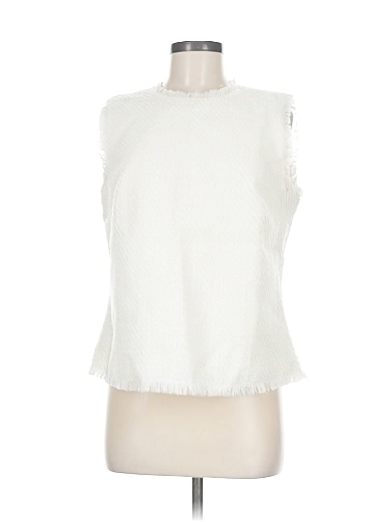 Pre-owned Ann Taylor Sleeveless Blouse In White