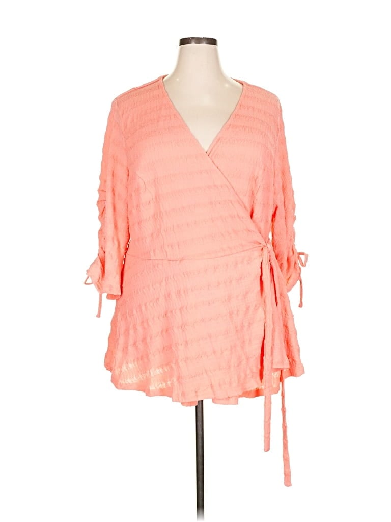 Pre-owned City Chic 3/4 Sleeve Blouse In Orange