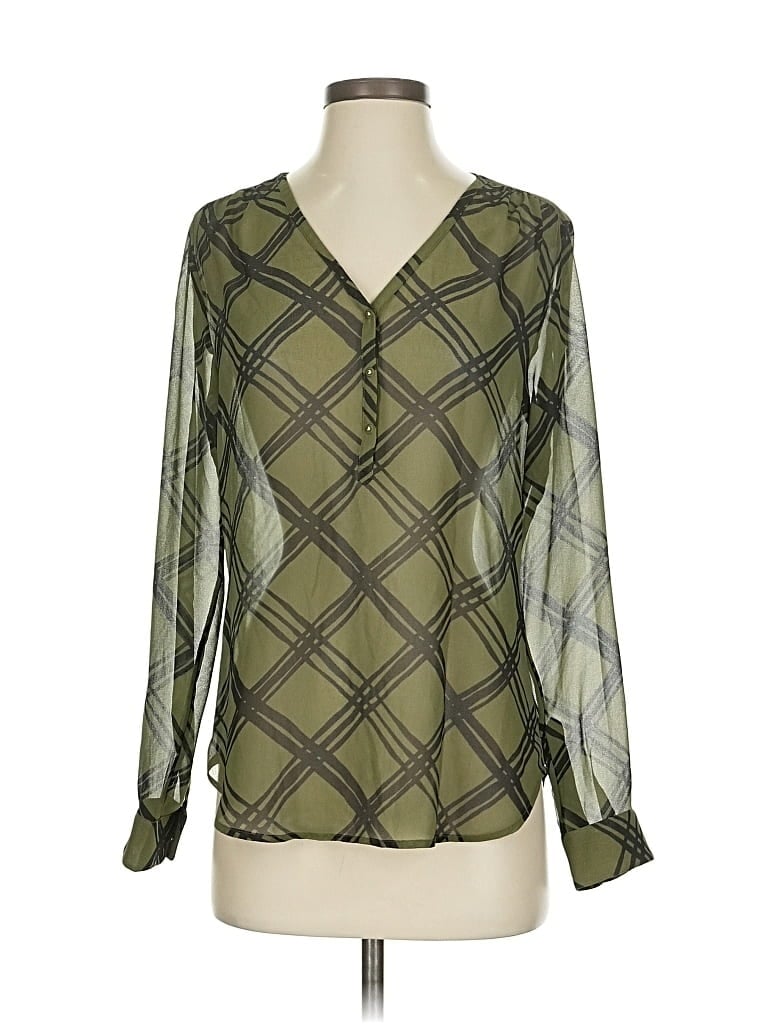 Pre-owned Banana Republic Long Sleeve Blouse In Green
