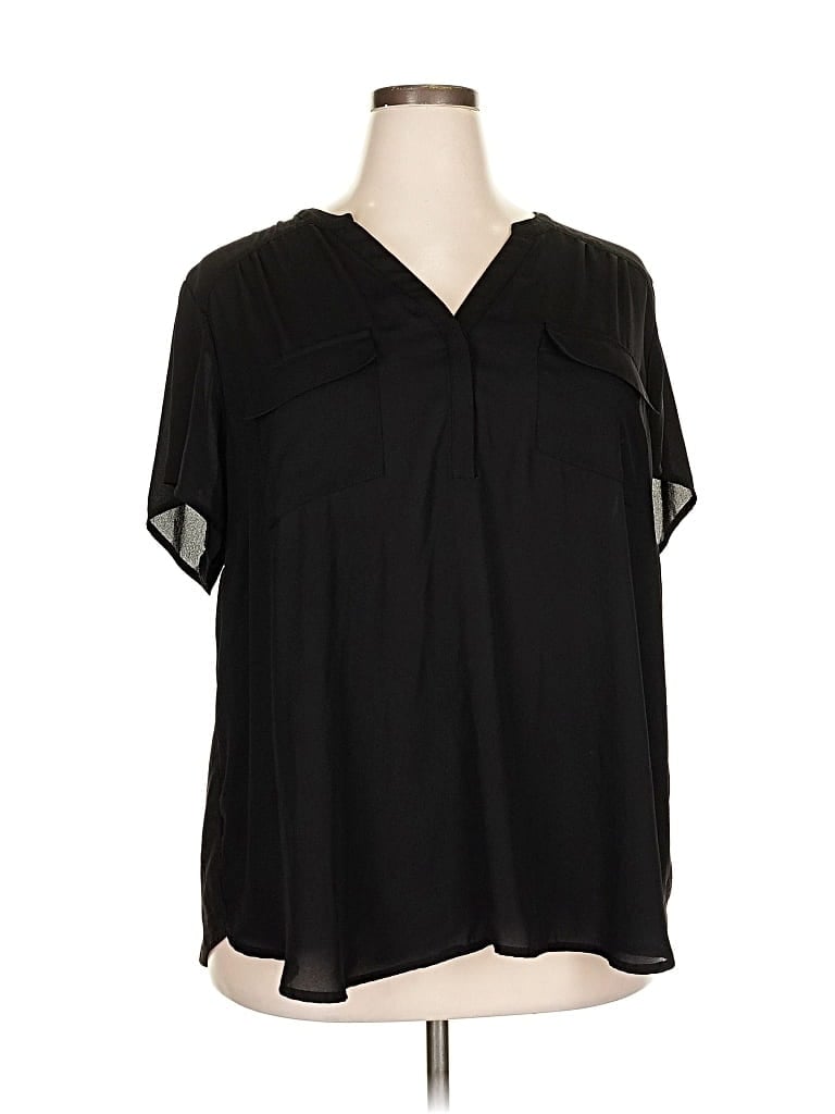 Pre-owned Torrid Short Sleeve Blouse In Black