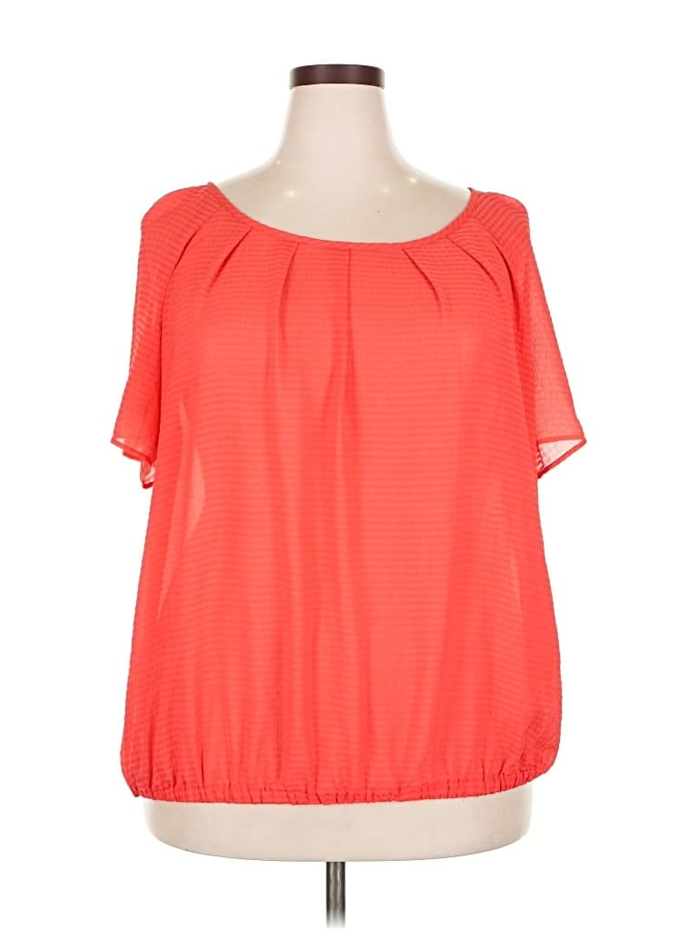 Pre-owned A.n.a. A New Approach Short Sleeve Blouse In Orange
