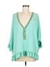 Casting 100% Polyester Teal 3/4 Sleeve Blouse Size M - photo 1