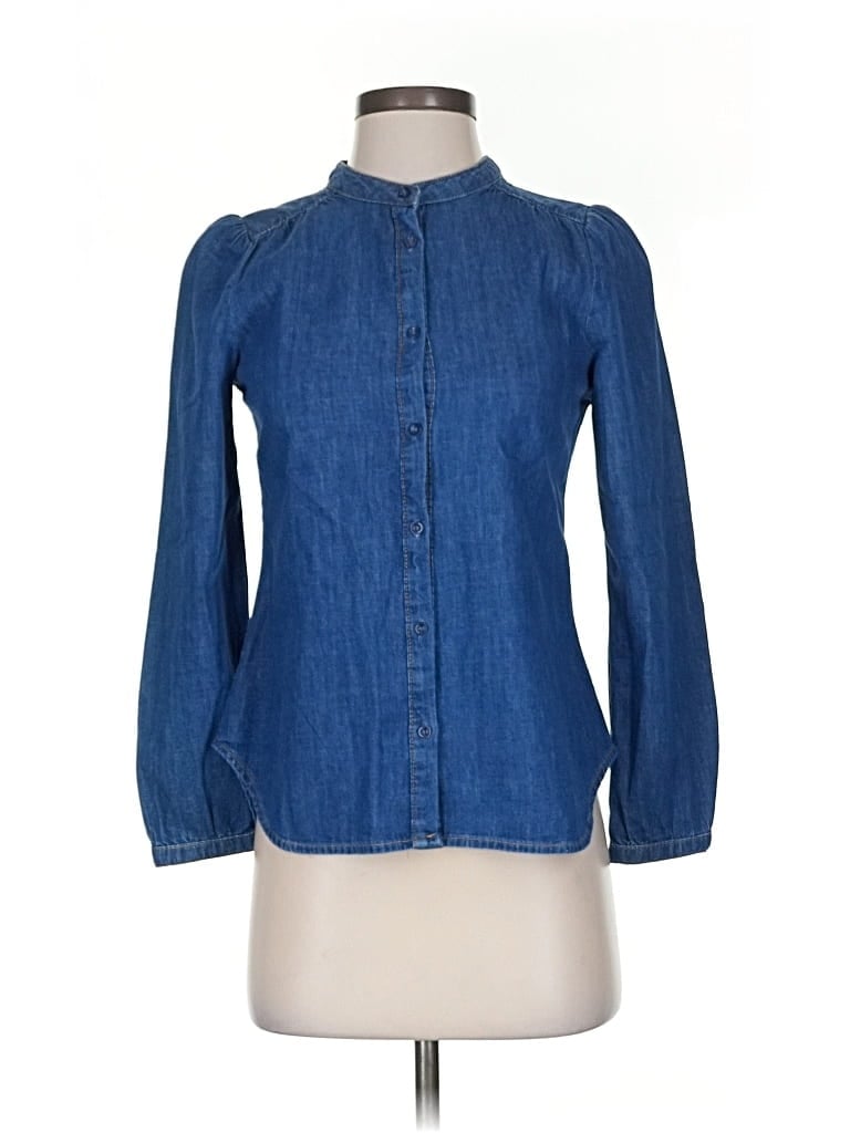 Pre-owned Hobbs London Long Sleeve Blouse In Blue
