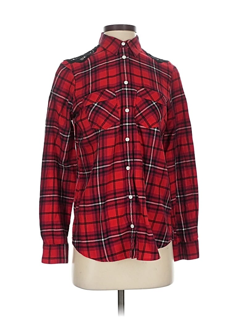Pre-owned Express Long Sleeve Button Down Shirt In Red