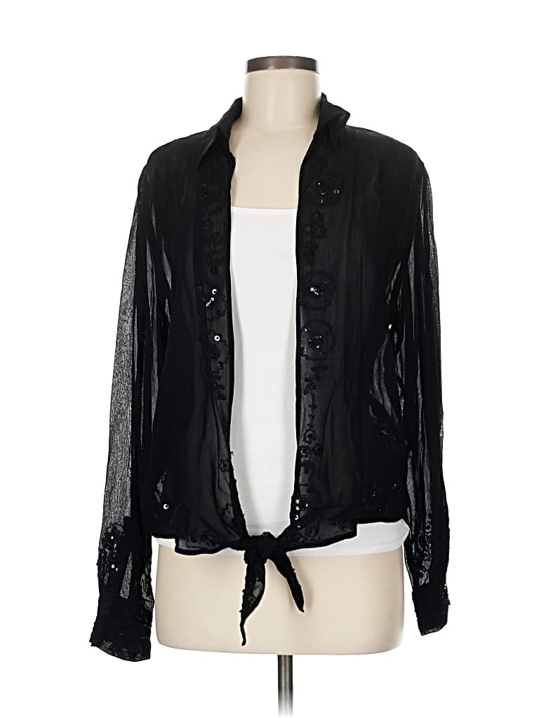 Pre-owned Chico's Design Long Sleeve Blouse In Black