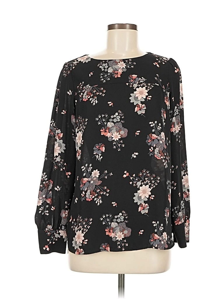 Pre-owned Ann Taylor Loft Long Sleeve Blouse In Black