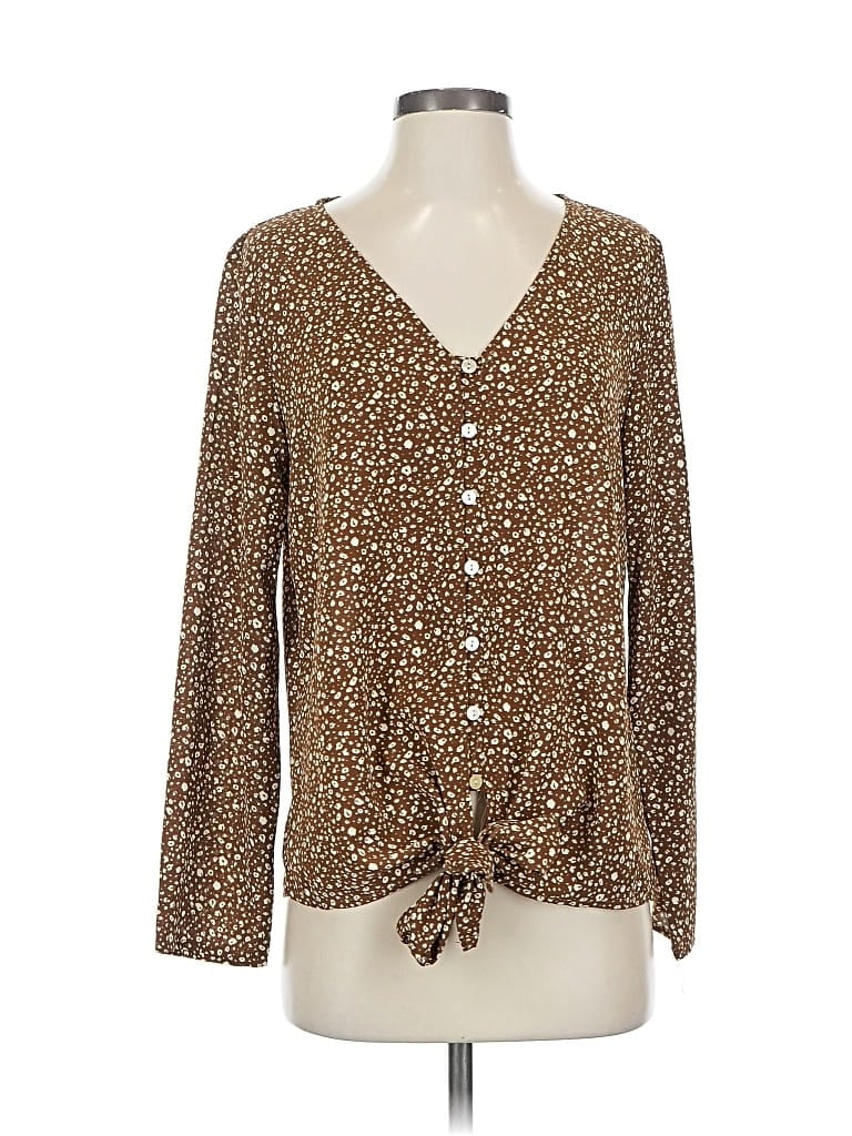 Pre-owned Assorted Brands Long Sleeve Blouse In Brown