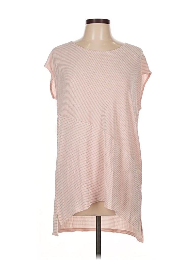 Pre-owned Travelers By Chico's Short Sleeve Top Pink Scoop Neck Tops