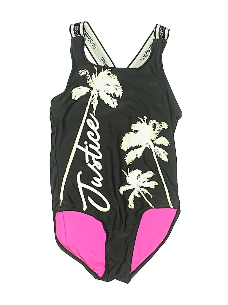 Pre-owned Justice Kids' One Piece Swimsuit In Black