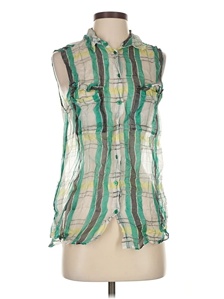 Click to view more detailed imagery on our partner's website Pre-owned Equipment Sleeveless Button Down Shirt In Green