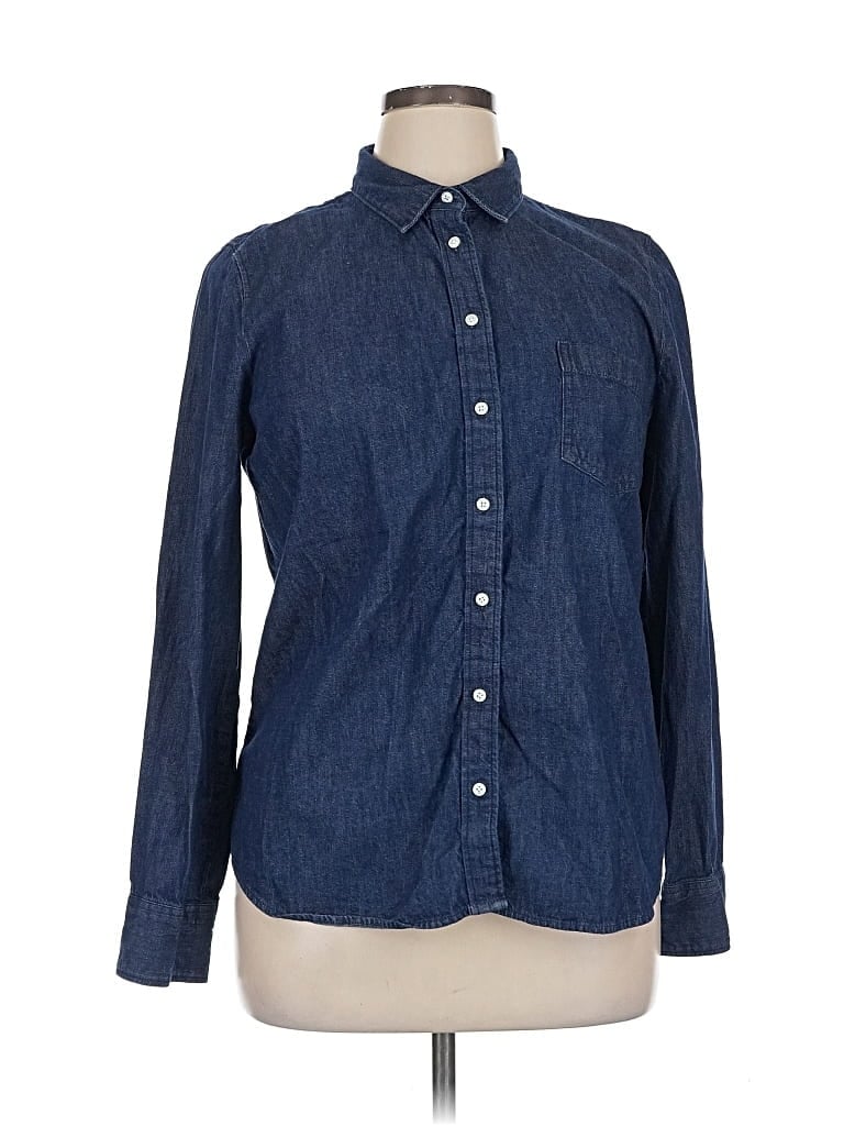 Pre-owned J.crew Factory Store Long Sleeve Button Down Shirt In Blue