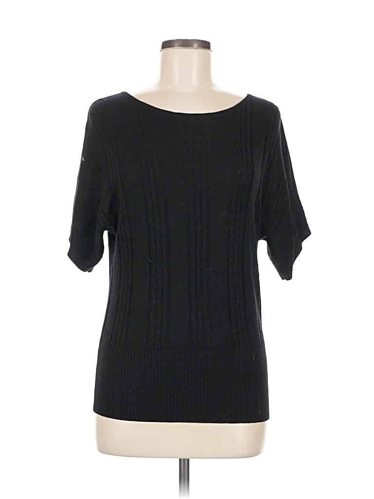 Pre-owned Cable & Gauge Pullover Sweater In Black