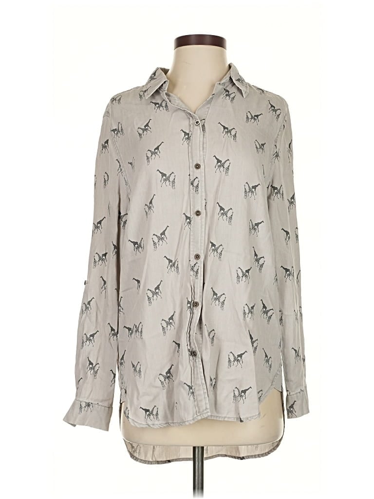 Pre-owned Jane And Delancey Long Sleeve Blouse In Gray