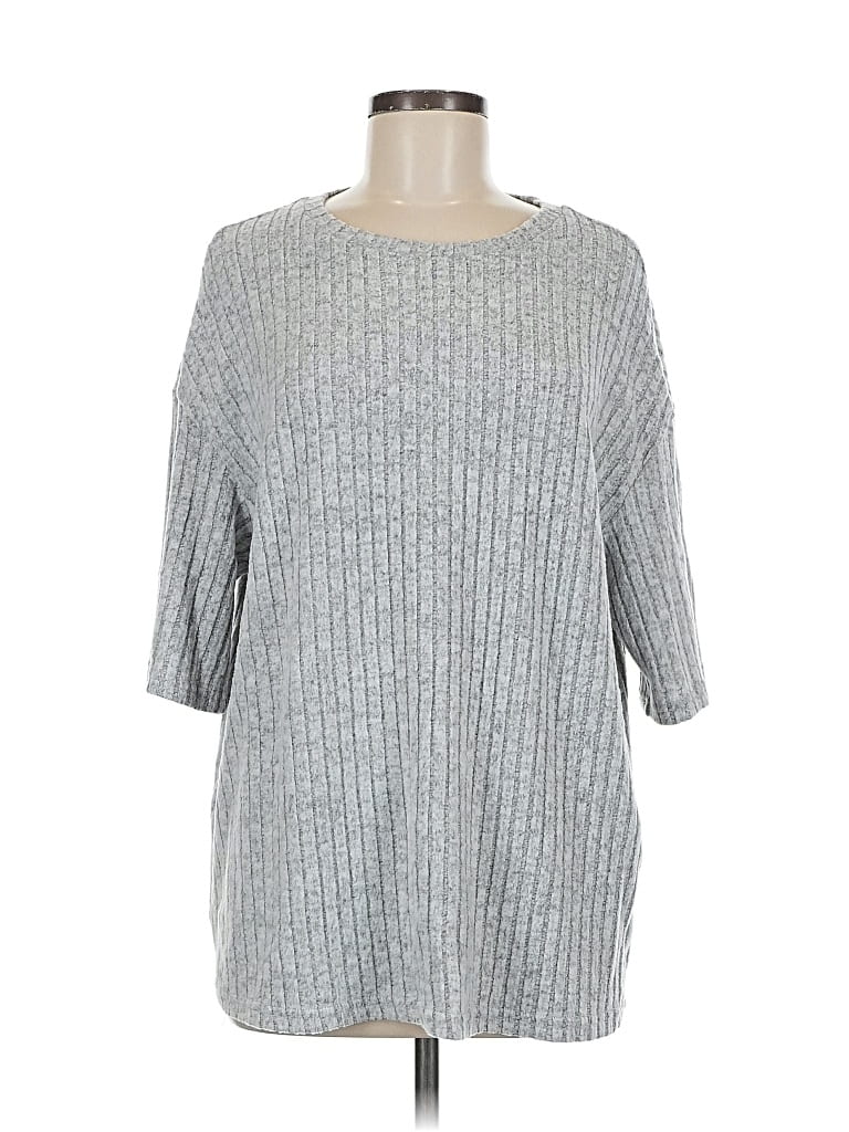 Pre-owned Shein 3/4 Sleeve Top Gray Boatneck Tops