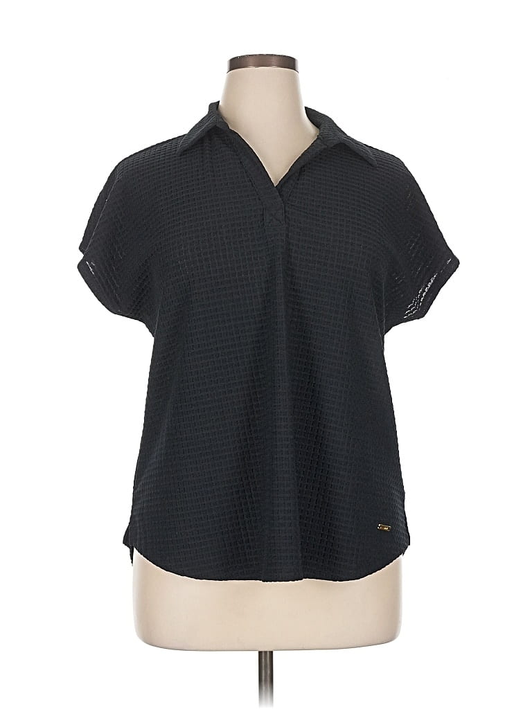 Pre-owned Jones New York Signature Short Sleeve Blouse In Black
