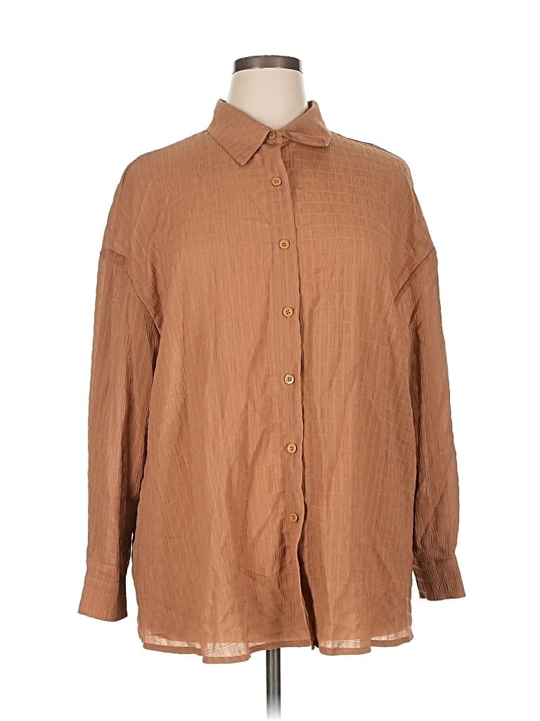 Pre-owned Shein Curve Long Sleeve Blouse In Brown