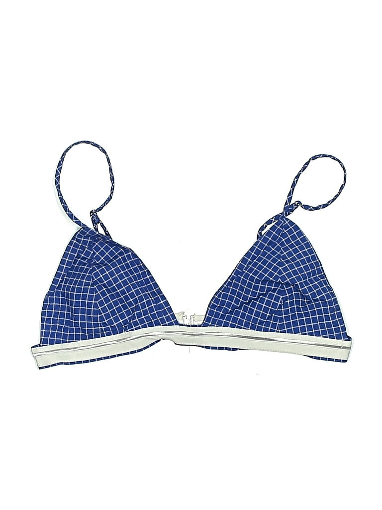 Pre-owned Zara Swimsuit Top Blue Argyle Pattern Swimwear