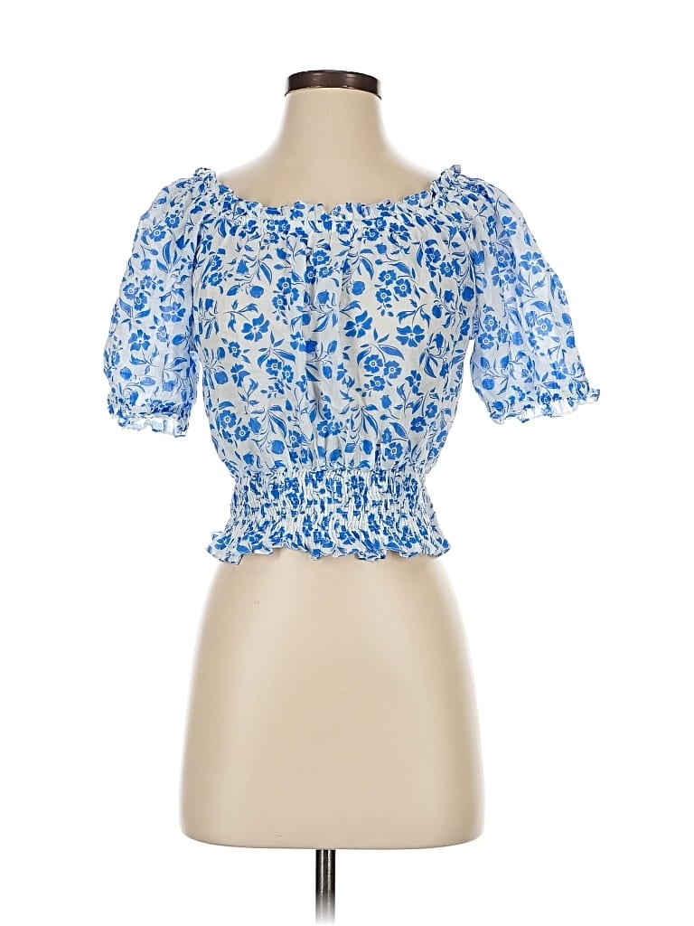 Click to view more detailed imagery on our partner's website Pre-owned Olivia James The Label Short Sleeve Blouse In Blue