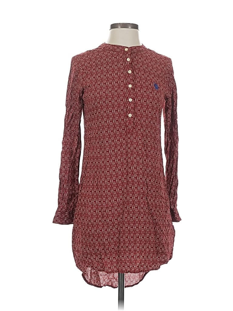 Pre-owned U.s. Polo Assn Long Sleeve Button Down Shirt In Burgundy