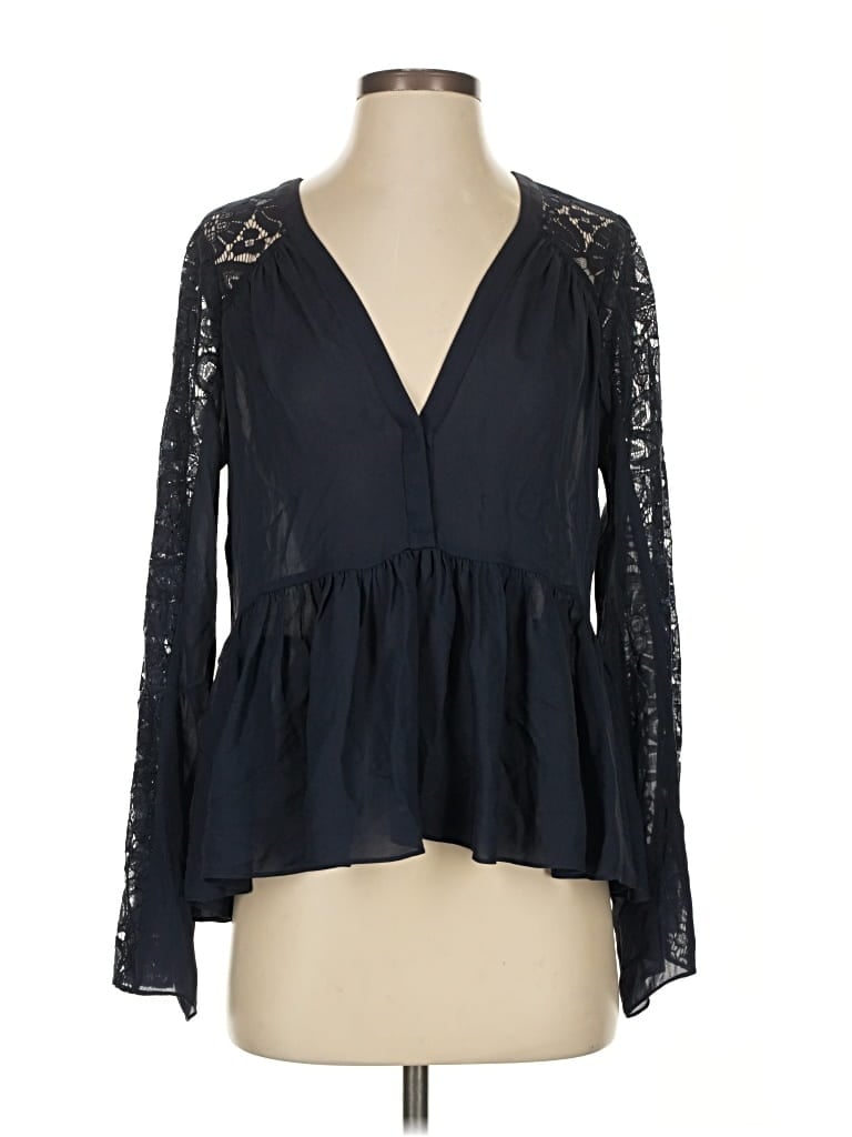 Pre-owned Elizabeth And James Long Sleeve Blouse In Blue