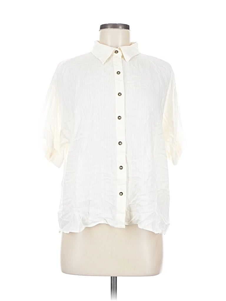 Pre-owned Maurices Short Sleeve Blouse In White