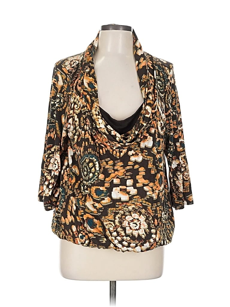 Pre-owned Christopher & Banks 3/4 Sleeve Blouse In Gold