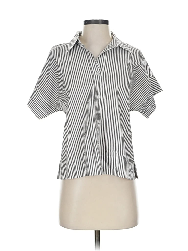 Pre-owned Ann Taylor Loft Outlet Short Sleeve Blouse In Silver