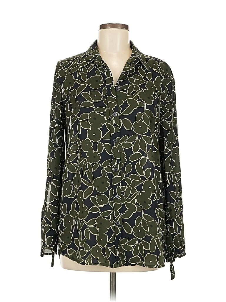 Pre-owned Banana Republic Factory Store Long Sleeve Blouse In Green
