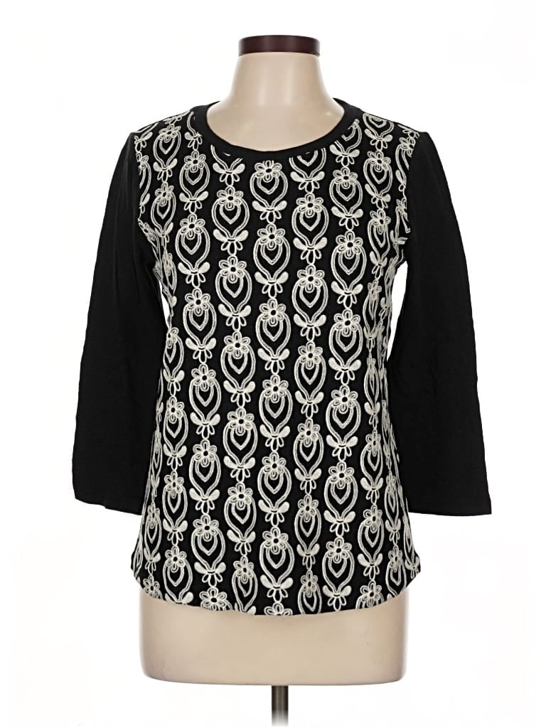 Pre-owned J.crew Factory Store 3/4 Sleeve T-shirt In Black