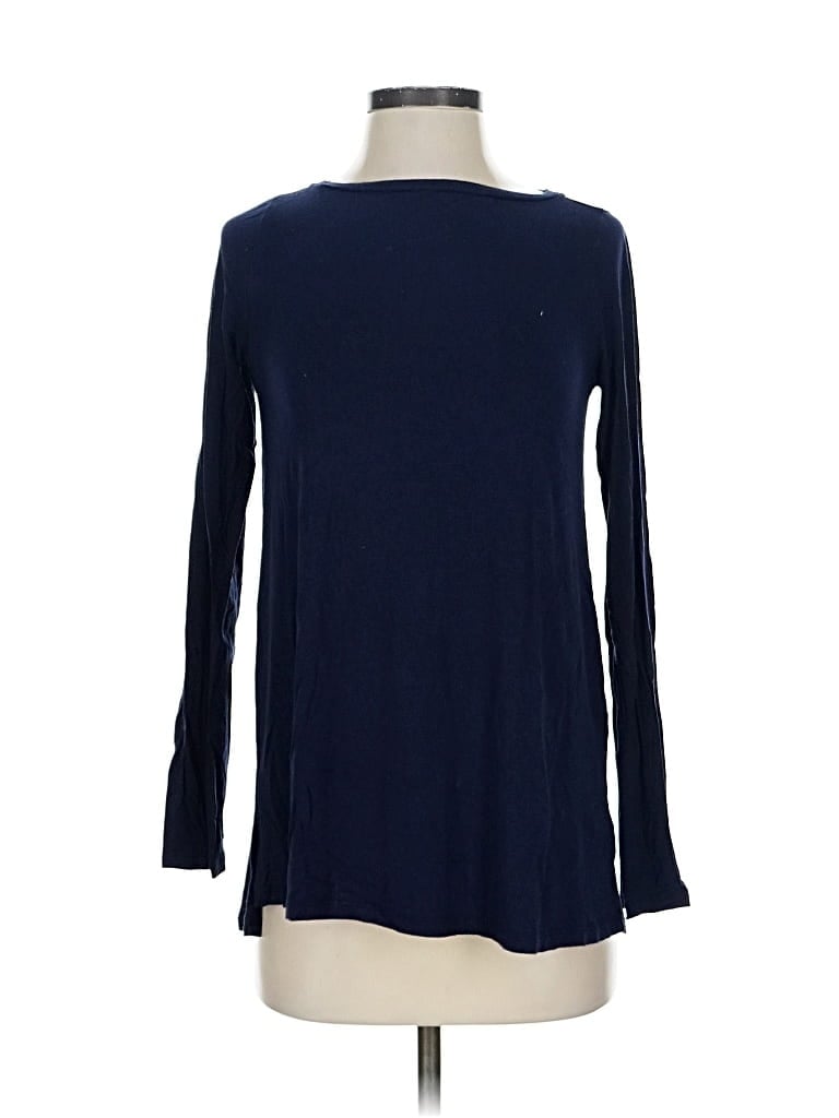 Pre-owned Eileen Fisher Long Sleeve Top Blue Boatneck Tops