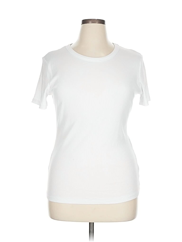 Pre-owned Dip Short Sleeve Top White Crew Neck Tops
