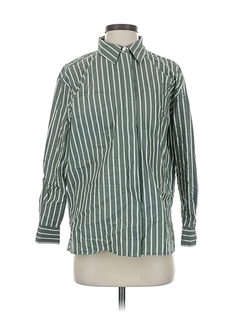 Pre-owned Ann Taylor Long Sleeve Button Down Shirt In Green