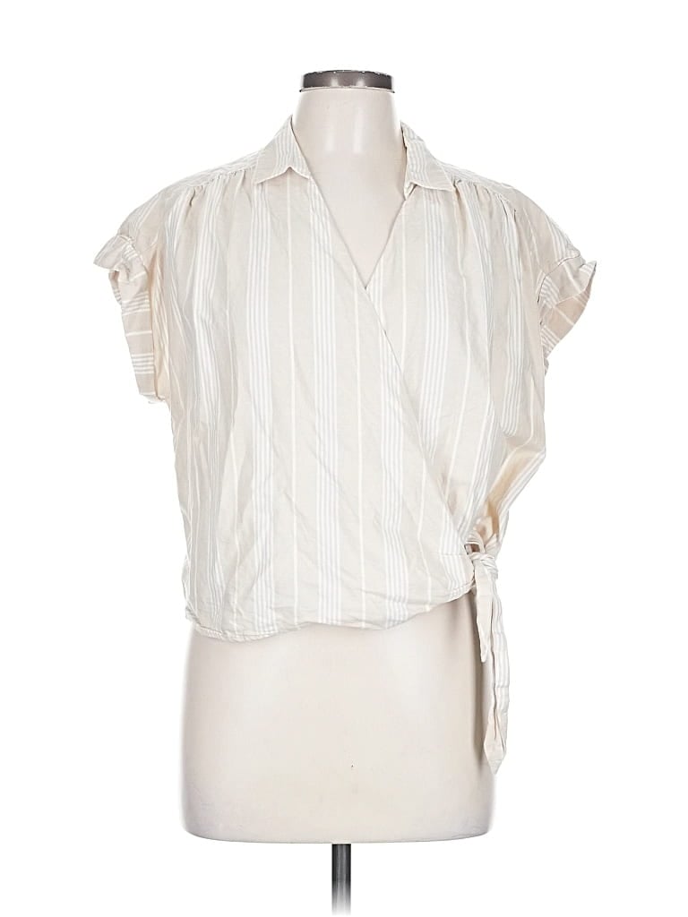 Pre-owned Old Navy Short Sleeve Blouse In White