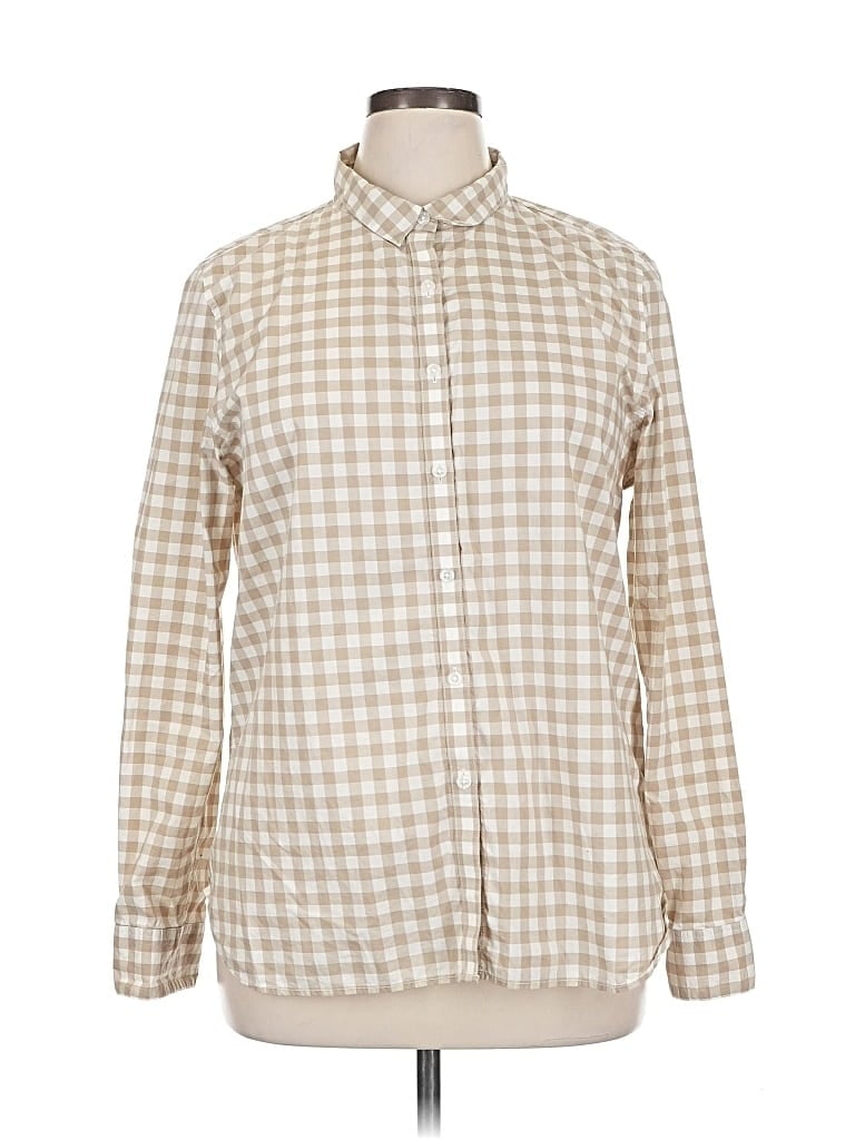 Pre-owned Garnet Hill Long Sleeve Button Down Shirt In White