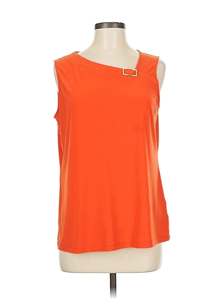 Click to view more detailed imagery on our partner's website Pre-owned Anne Klein Sleeveless Top Orange Scoop Neck Tops
