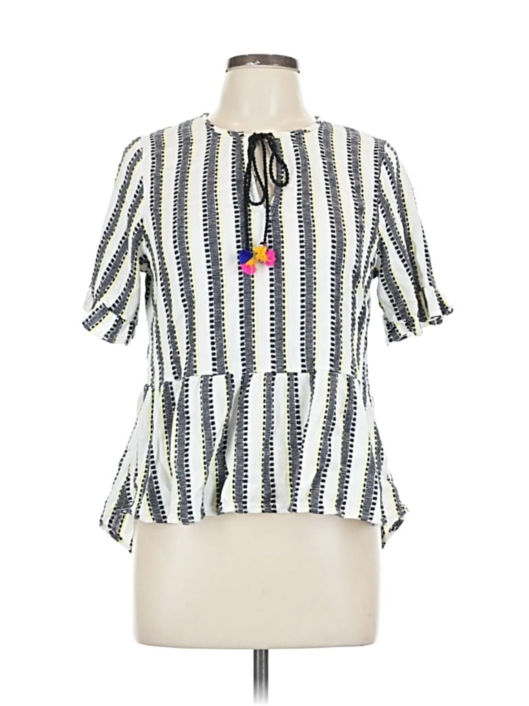 Pre-owned Thml Short Sleeve Blouse In White