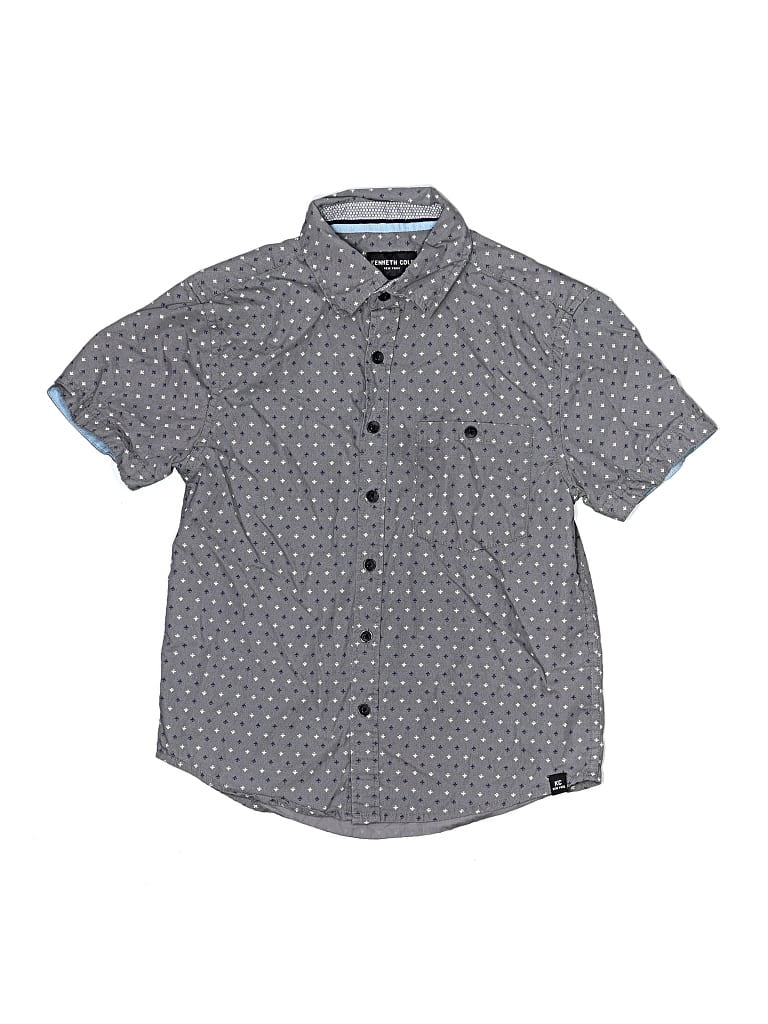 Pre-owned Kenneth Cole Kids' Short Sleeve Button Down Shirt In Gray
