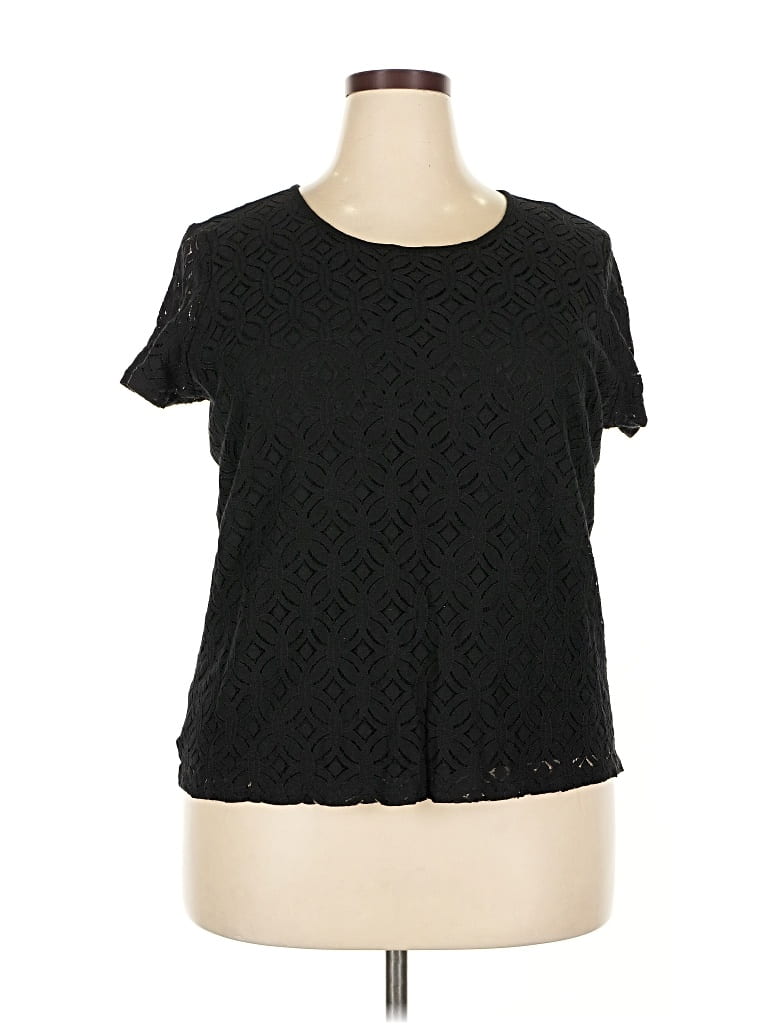 Pre-owned Market & Spruce Short Sleeve Top Black Square Neckline Tops