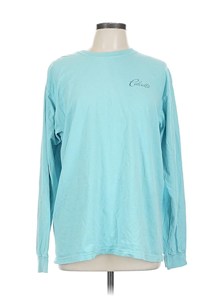 Pre-owned Comfort Colors Long Sleeve T-shirt In Blue