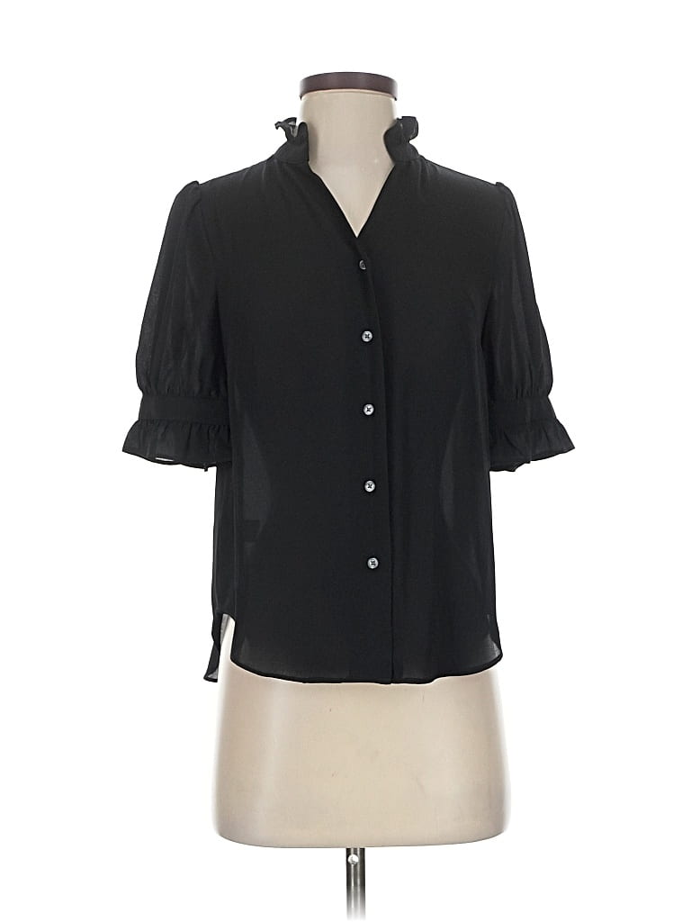 Pre-owned Ann Taylor Short Sleeve Blouse In Black