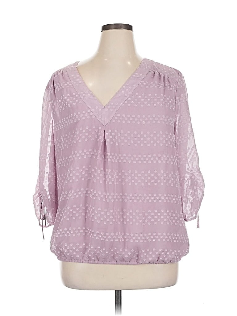 Pre-owned Soho Jeans New York & Company 3/4 Sleeve Blouse In Purple