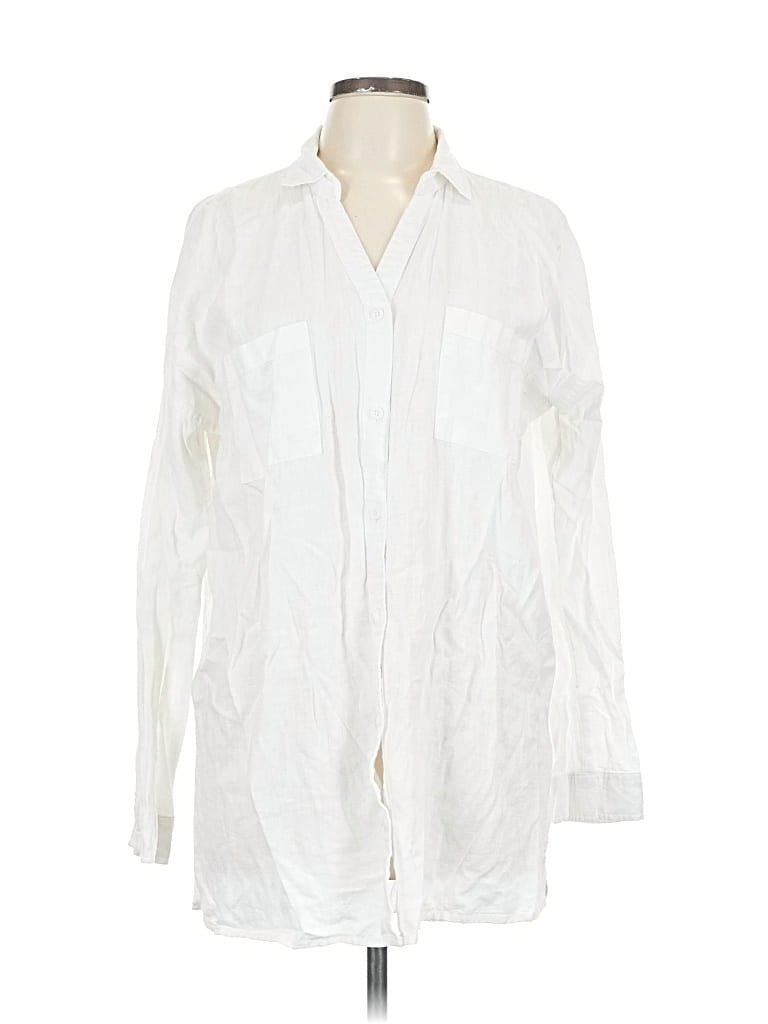 Pre-owned Thread & Supply Long Sleeve Button Down Shirt In White